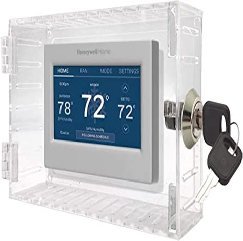 metal thermostat lock box specification sheet|clear lock box for thermostat.